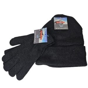 Winterlace Hat And Gloves Winter Beanie Adult One Size A Set Of Beanie And Glove